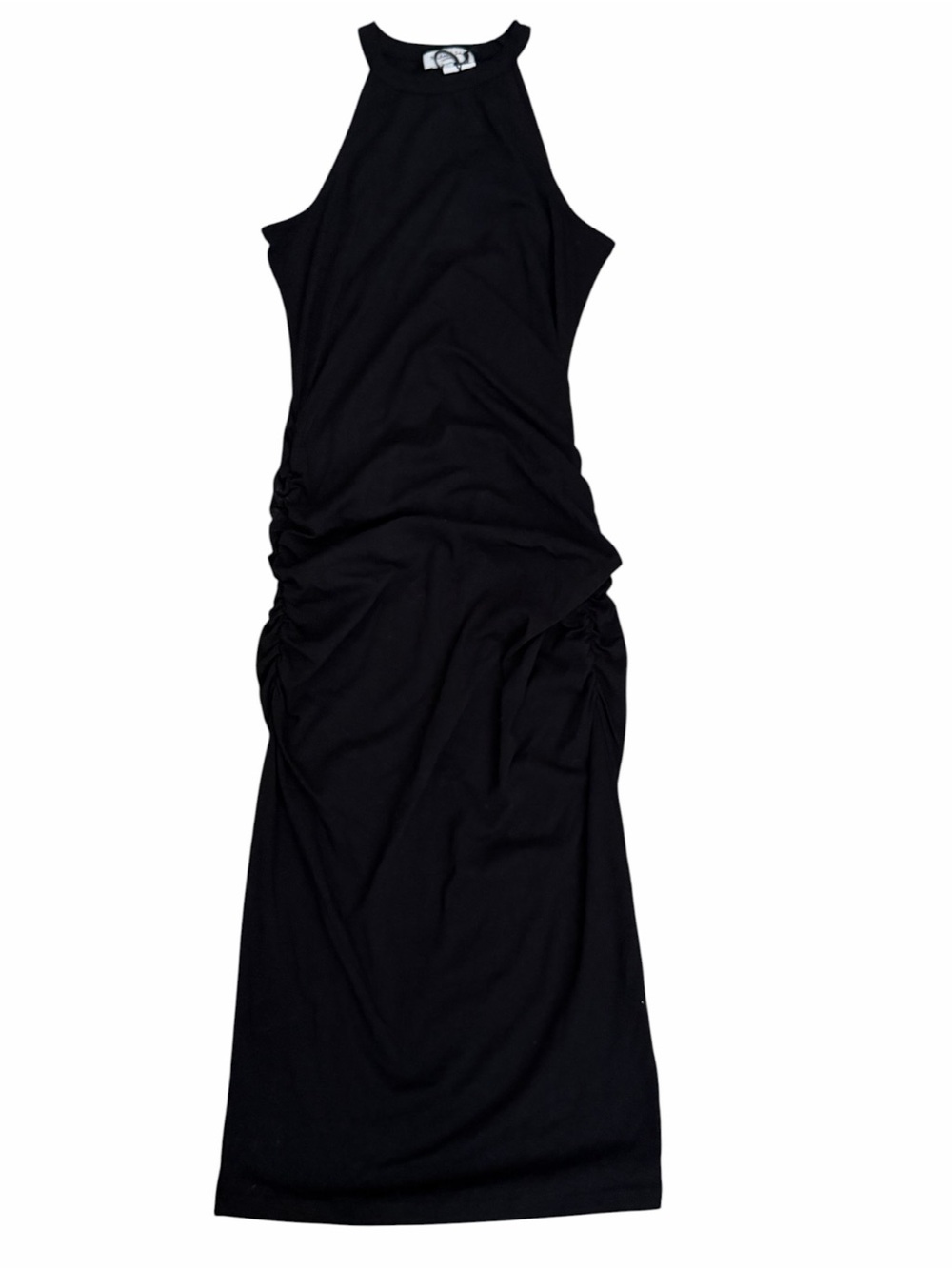Michael Stars Black Halter Ruched Midi Dress Size Medium